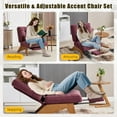 thumbnail image 5 of MOONMISS Modern Adjustable Lounge Chair with Footrest,Wooden Base Upholstered Recliner for Reading Rest Striped Velvet, 5 of 6