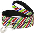 thumbnail image 1 of Buckle-Down Dog Leash Diagonal Stripes White Multi Neon Available in Different Lengths and Widths for Small Medium Large Dogs and Cats, 1 of 1