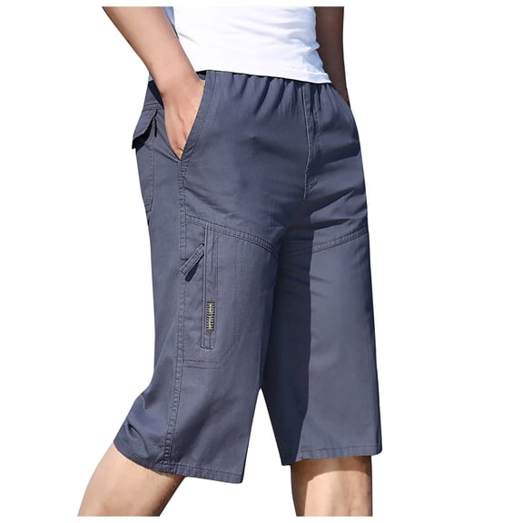 fartey Men Plus Size Cargo Shorts Loose Comfy Multi Pockets Workout Capri Pants Casual Zipper Buttons Hiking Shorts Athletic Running Workout Knee Length Long Shorts, XXL-6XL