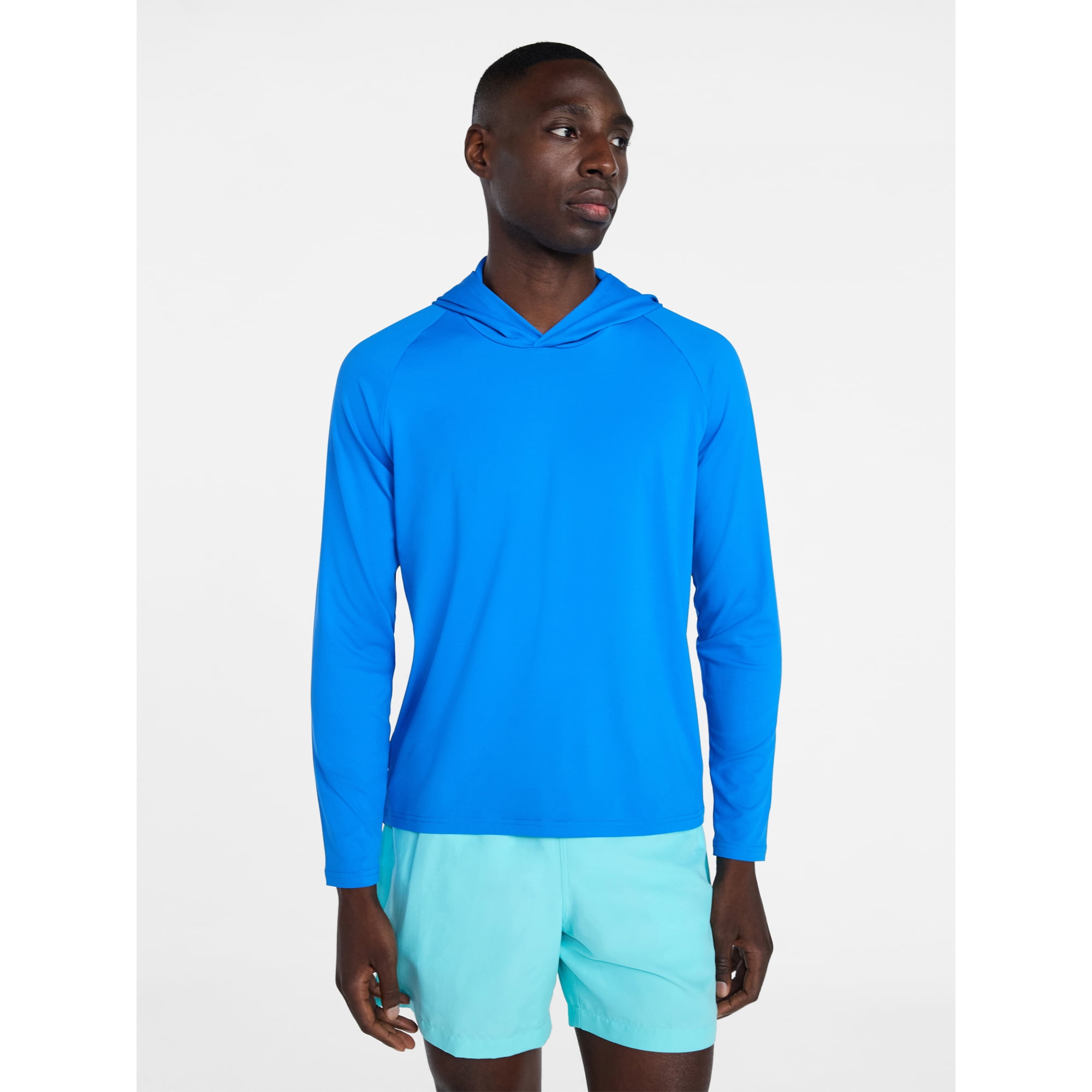George Men's and Big Men's Hooded Sun Shirt with Long Sleeves, UPF 50+, Sizes S-3XL