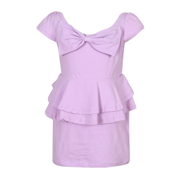 Richie House Girls' Knit Summer Dress with Bow RH2446