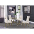 thumbnail image 3 of 5pc. 68" x 40" Glass Dining Set with 4 Chairs and Gold Stainless Steel, 3 of 5