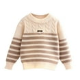 thumbnail image 6 of Fengqque Kids Boys Long Sleeve Round Neck Sweater Knit Pullover Warm Striped Sweater 4-12 Years Old Khaki 11-12 Years, 6 of 6