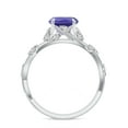 thumbnail image 3 of Vine Art Leaf Style Moissanite Ring Cushion Cut Tanzanite Engagement Ring in Sterling Silver/ White Gold Plated Engraved Promise Wedding Band Ring December Birthstone Jewelry, Ring Size 5, 3 of 8