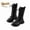 Black Fleece/Gold Laces, variant on Girls Combat Boots, Lace-Up Mid-Calf Riding Boots with Side Zipper and Lug Sole, Little/Big Kids