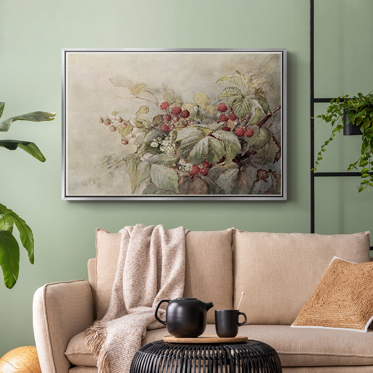 Vintage Botanical Print-V By Wexford Home Framed in Silver Wood Gallery Wrapped Canvas 25 in. x 37 in.