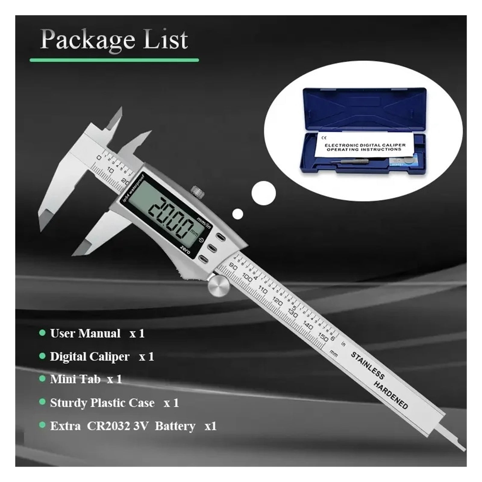 Digital Caliper IP 54 Waterproof 150 Mm 6 Inch 200 MM 300MM Caliper Metal Vernier Caliper Measurement