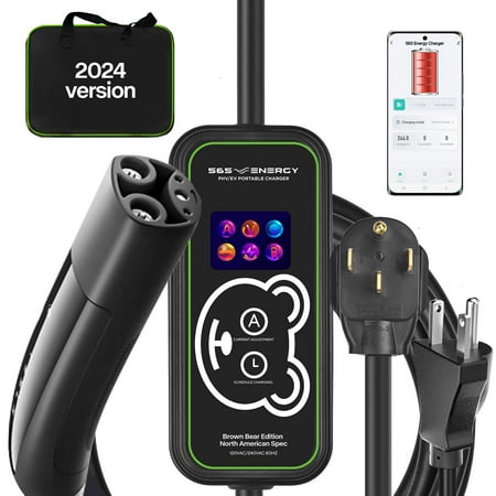 [WiFi 40A] Tesla Charger Model 3/X/Y/S Electric Vehicle (EV) Charger 40A; Standard Outlet Compatible Mobile Charger GFCI Compatible 22’ Total Length NEMA 14-50, Wireless App Control for iOS/Android