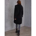 thumbnail image 2 of Eilly Bazar Black Teddy Coat for Women Long Sleeve Female Double Button Midi Coat M, 2 of 5