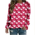 thumbnail image 2 of Pimelu Heart Sweater for Women Womens Valentines Day Sweater Ladies Girls Long Sleeve Crewneck Sweatshirts Spring Lightweight Comfy Pullover Tunic Tops, 2 of 6