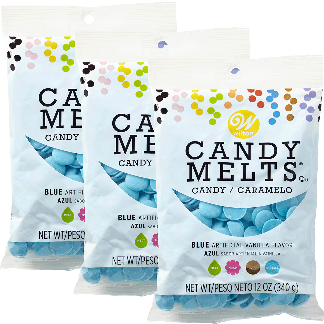 Wilton Blue Candy Melts Candy, 12 oz., Pack of 3