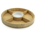 thumbnail image 2 of Eternal Living Divided Serving Tray Appetizer Party Platter Chip, Ceramic Dip bowl and Taco Toppings, Bamboo 11.5”, 2 of 5
