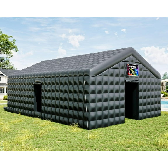 LUXOAK 39x20x14 ft Large Black Inflatable Night Club Tent for Adults with Extra Pavilion Rest Area, Inflatable Nightclub, Event House for Party