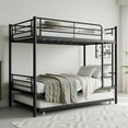 thumbnail image 4 of Twin Bunk Bed with Trundle Metal Bunkbeds with Ladder and Full-Length Guardrail, Noise Free, No Box Spring Needed, Black, 4 of 9