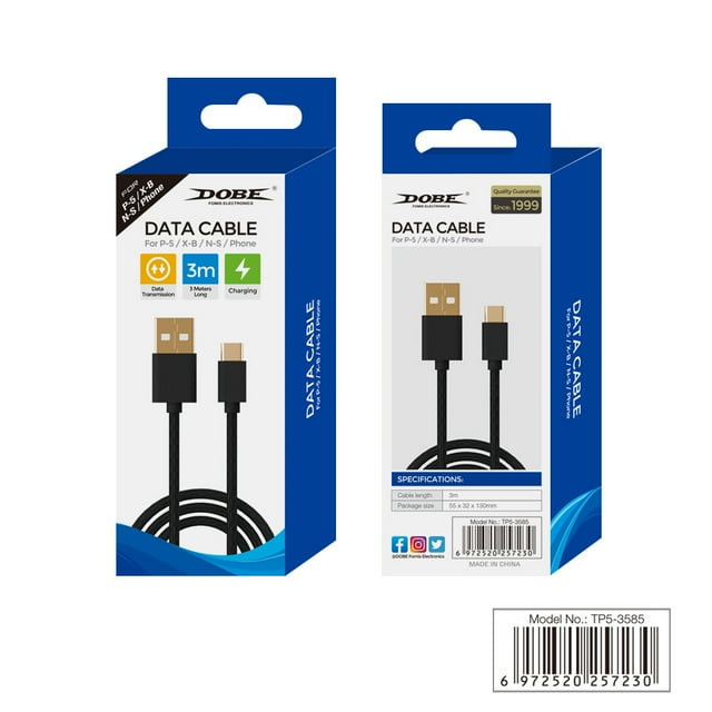 3M Universal USB-C Charging Cable for PS5 DualSense, Switch Pro & Xbox Series Controllers - Fast Charging Data Cord for Gaming Accessories & Smartphones | Nylon Braided, Durable 10ft Design