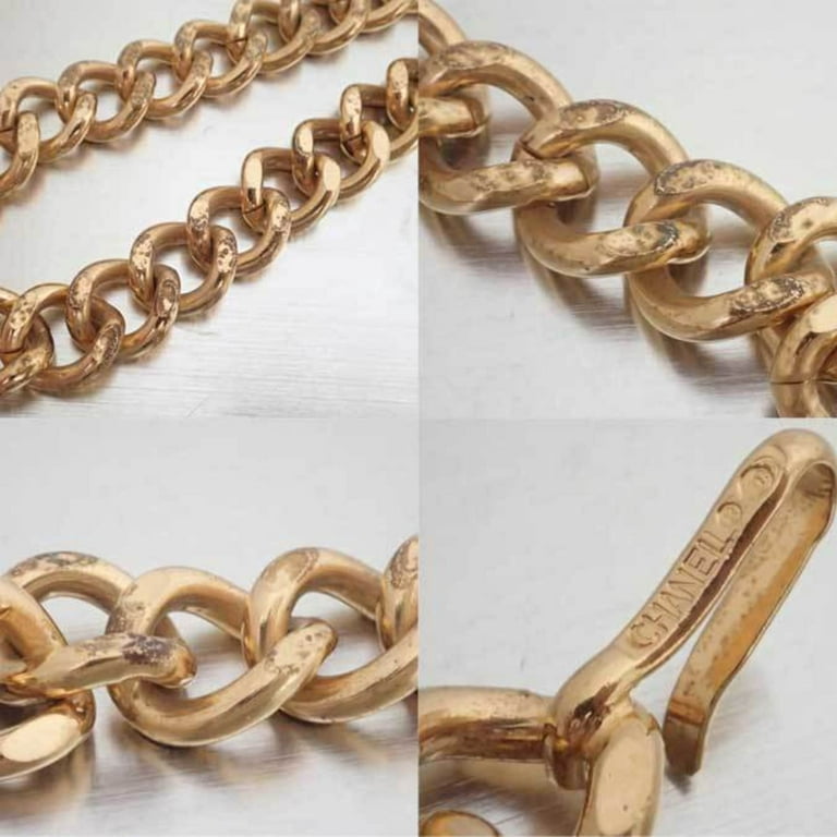 Authenticated Used Chanel CHANEL necklace here mark vintage long gold metal  material ladies 