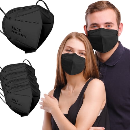 Bcareself KN95 Disposable Face Mask Black for Adults Men Women 5 Ply Mask 30PCS