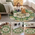 thumbnail image 5 of Green Boho Round Area Rug 7 FT, Non Slip Living Room Area Carpet, Farmhouse Tribal Vintage Tribal Texture Washable Soft Circular Rug Non-Shedding Floor Carpet for Bedside Office Play Room Classroom, 5 of 9