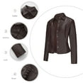 thumbnail image 2 of Ashirexll Leather Jacket Women Fall Oversized Short Thin Faux Leather Casual Jacket Fashion Motorcycle Bike Coat Coffee L, 2 of 7