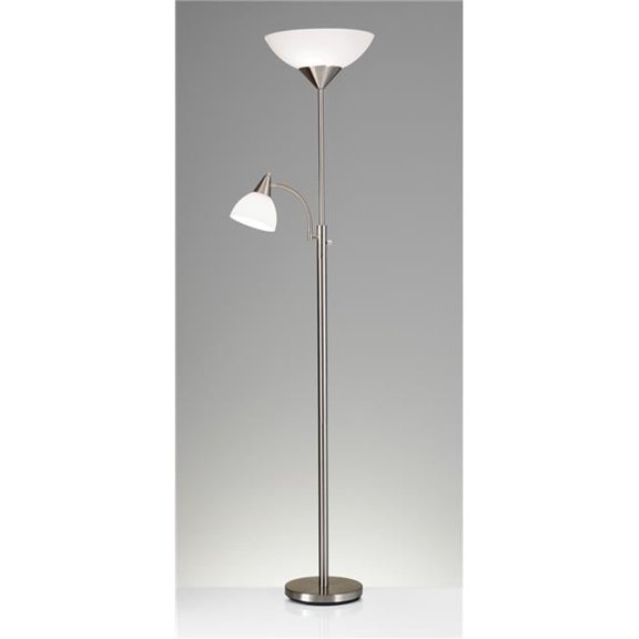 Brushed Steel Metal 300W Combo Torchiere Lamp, 22 x 14 x 71 in.