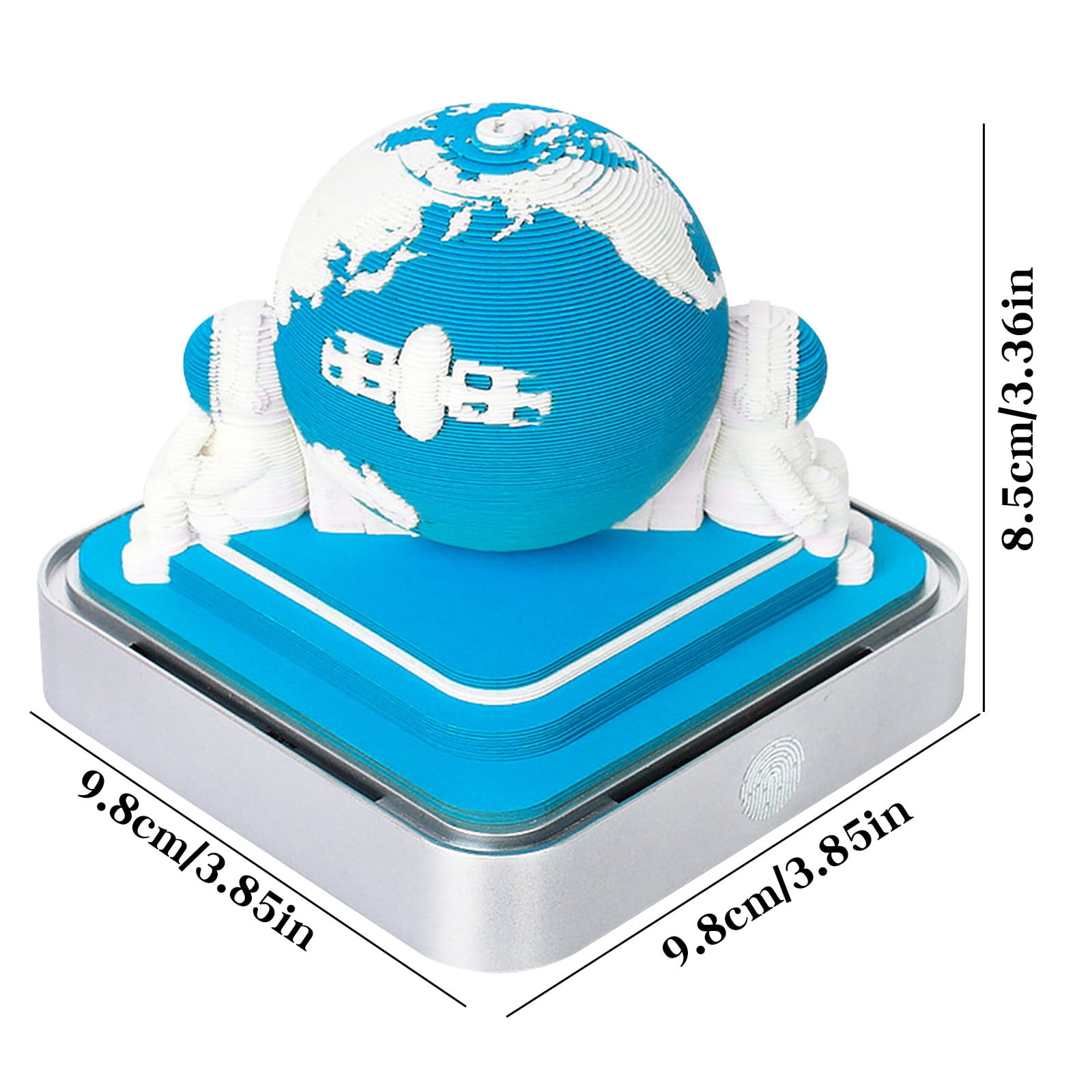 3D Calendar 2026,Desk Time Piece Calendar With LED Lights,Creative 3D Memo Pad Calendar, Desk Calendar DIY Paper Carving Art Calendar Sculpture,Sticky Note Desktop Decoration Gift-Blue Earth
