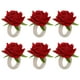 thumbnail image 5 of Bewildely 6 piezas de lino flor artificial servilletero extraíble reutilizable hecho a mano colorido titular ceremonia Navidad decoración rojo Rojo 2Conjunto, 5 of 6