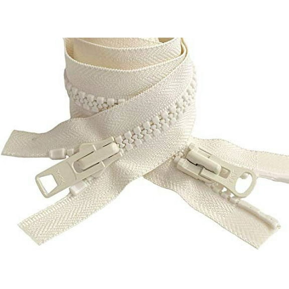 #10 Vislon Molded Separating Two-Way YKK Heavy Duty Jacket Zipper - Choose Your Length & Color - 1 Zipper Per Pack - Made in The United States (Snow White - 841, 30" Inches)