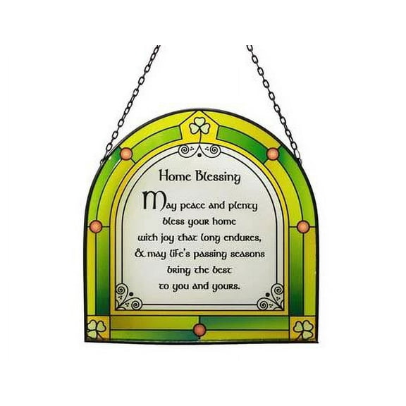 Royal Tara Shamrock Stained Glass Window Hang Suncatcher Square Irish Handcrafted House Decor