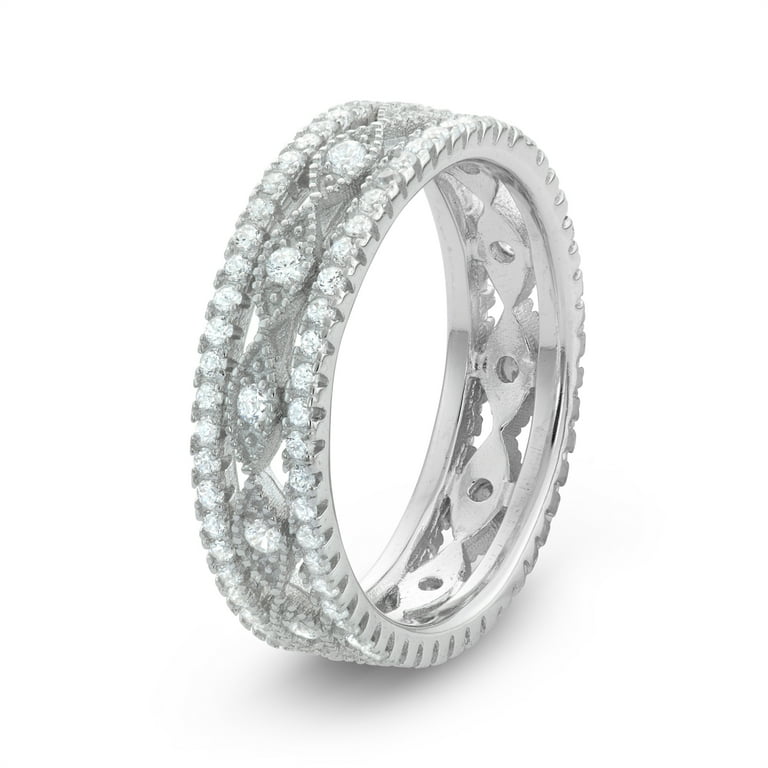Sterling silver cz filigree band - Walmart.com
