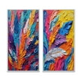 thumbnail image 2 of Designart "Colorful Feathers Painting with Rough Texture I" Feathers Framed Wall Art Set Of 2 - Modern Multicolor Gallery Wall Frame Set For Home Decor, 2 of 6