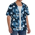 thumbnail image 2 of Xecao Ice Blue Heart Men's Casual Short-sleeved Shirt, a button-up collared shirt with a pocket-3X-Large, 2 of 5