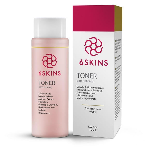 Tónico 6SKINS para el refinamiento de poros con ácido salicílico y ácido glicólico, 150 ml