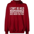 thumbnail image 2 of OXI Hoodie Sweatshirt - I Can't Be Responsible For What, Basic Casual Hoodie for Men's and Women Fleece Hoodie Long Sleeve - Antiquee Cherry Small, 2 of 3