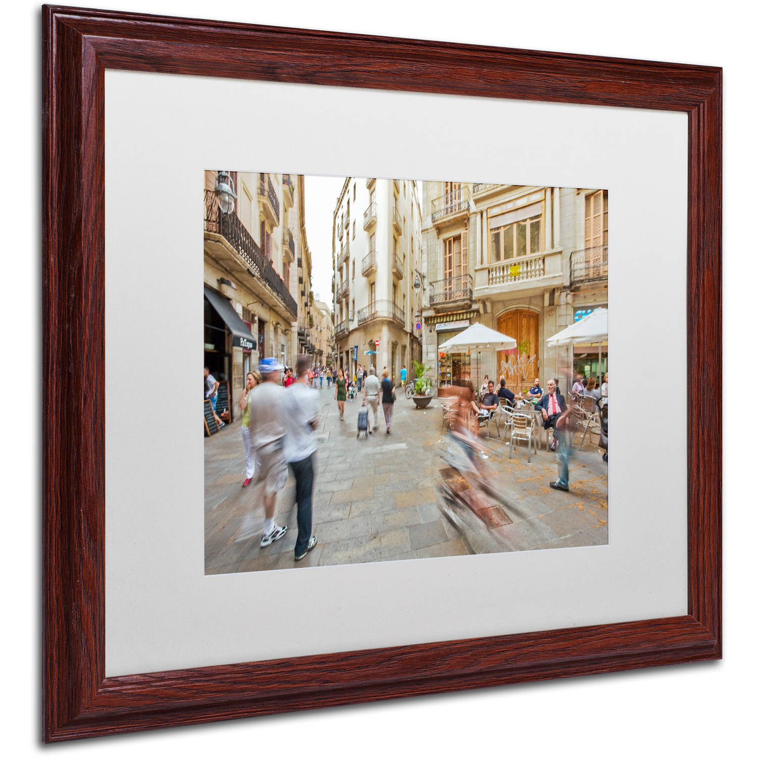 Trademark Fine Art "Ghost Biker Rides Gothic Barcelona" Canvas Art by Yale Gurney, White Matte, Wood Frame