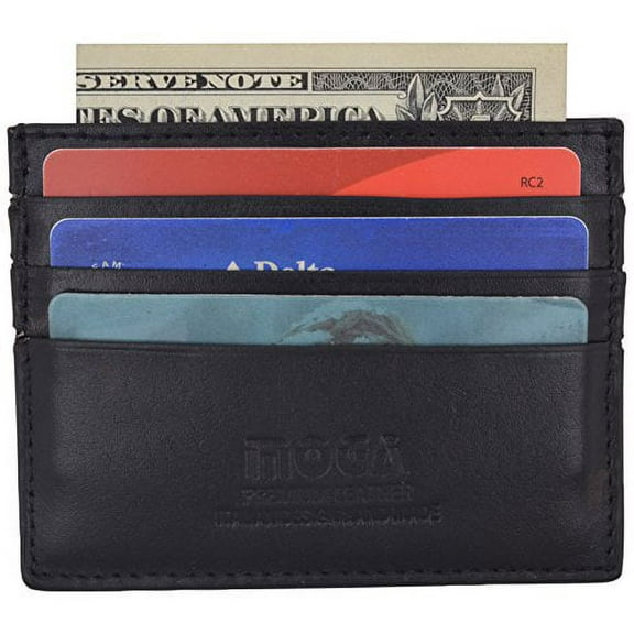 Moga Slim Leather Wallet Credit Card Case Sleeve Card Holder With ID Window (Black)