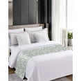 thumbnail image 4 of Green Botanical Bed Runner for Full/ Queen Size Bed, Vintage Leaf Pastoral Rustic Bedspread Protector Slipcover Bed Scarf for Foot Bed Runners & Scarves for Bedroom Hotel Wedding Room 83x20 Inches, 4 of 6