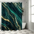 thumbnail image 2 of Shower Curtain Green Marble Shower Curtains for Bathroom Decor Gold Edge Texture Shower Curtain Sets with Hooks Waterproof Fabric Bath Curtain Standard 72" X 72", 2 of 4