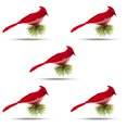 thumbnail image 1 of 5 Pcs Animaux de Noël Rouges Arbre de Noël Artificiel Réaliste Plume avec Pince Branches de Pin Décoration d'Arbre de Noël Ornement, 1 of 9