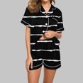 thumbnail image 2 of HUJlwoi Button down Pajamas Sets Stripe 2 Piece Pj Sets Short Sleeve Pocket Sleepwear Shorts Lounge Sets Classic Printed Summer Nightwear, 2 of 5
