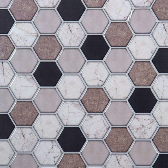 Truu Design 6-Piece Hexagon Self-Adhesive Peel and Stick Wall Tiles