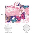thumbnail image 3 of Wearable Blanket,Pink Butterfly Flower Pattern Hooded Wearable Flannel Blanket for Adults & Teens,Winter Poncho Shawl Wrap Cape Cozy Anti-Pill,50"x60", 3 of 5