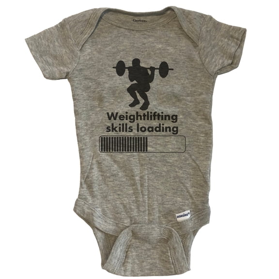 Weightlifting Skills Loading Funny Squats Baby Bodysuit - Grey