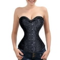 thumbnail image 2 of LELINTA Brocade Spiral Steel Boned Waist Trainer Corsets and Bustiers Corselet Gothic Plus Size S-6XL Body Shape Black/White, 2 of 6
