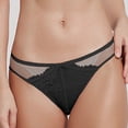 thumbnail image 3 of Lace Thong for Women, No Show Underwear, Breathable Comfort Panties Soft Mid-Rise Undies, Tanga, Black, Small, 3 of 6