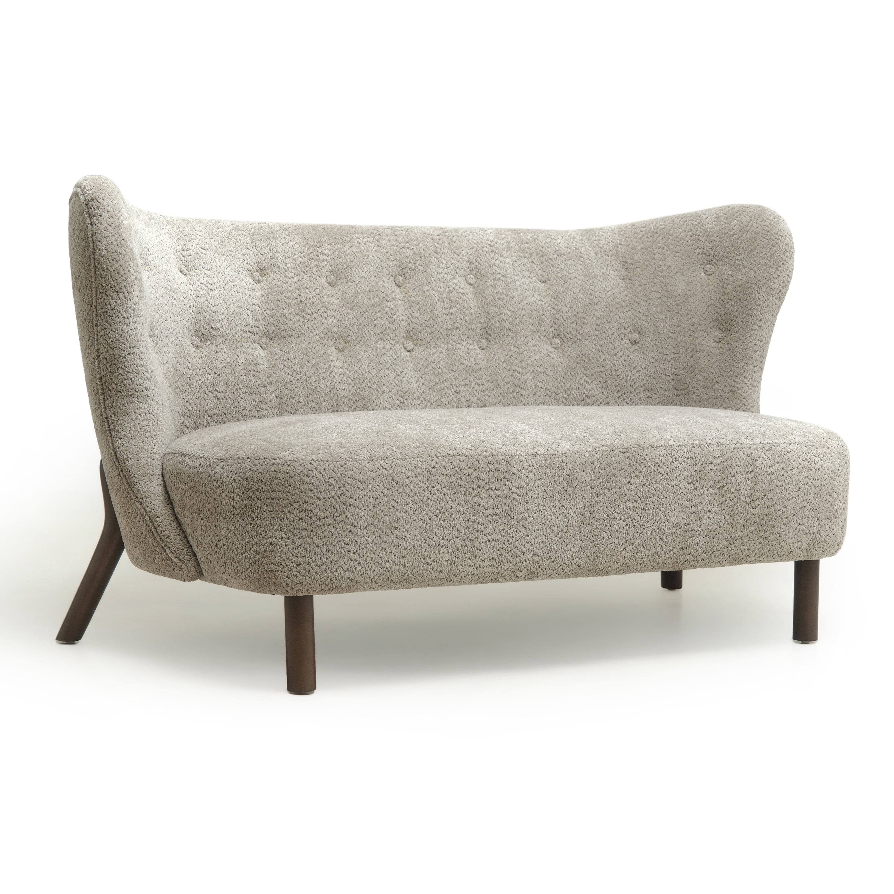 Noble House Avichai 58" Nordic Style Loveseat, Chenille Accent Sofa with Curved Tufted Backrest for Living Room, Beige