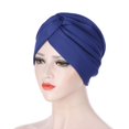 thumbnail image 3 of Women Fashion Solid Lightweight India Hat Muslim Ruffle Beanie Turban Wrap Cap, 3 of 9