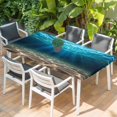 thumbnail image 2 of Light Blue Ocean Waves Table Cloths for 5 Foot Rectangle Tables, Summer Beach Coastal Abstract Patio Waterproof Elastic Fitted Tablecloths, Washable Rectangular Table Cover for Camping, 2 of 8