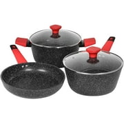 Galaxy Series Granite Nonstick Cookware Set. Saucepan, Skillet, and Dutch Oven (Induction Compatible)