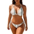 thumbnail image 2 of Full Coverage Bikini, Two Piece Swimsuit for Women, Womens Bikini Swimsuits, Towelling Fabric Triangle Bikini Sets for Women Cheeky Low Waist Two Piece Swimsuit Halter Women Bathing Suit, Beige L, 2 of 5