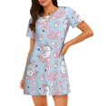 thumbnail image 4 of Salouo Summer Cute Unicorns Print Short Sleeve Sleepshirt for Womens Comfy Nightgown Scoopneck Cute Nightdress Ruffle -3X-Large, 4 of 7